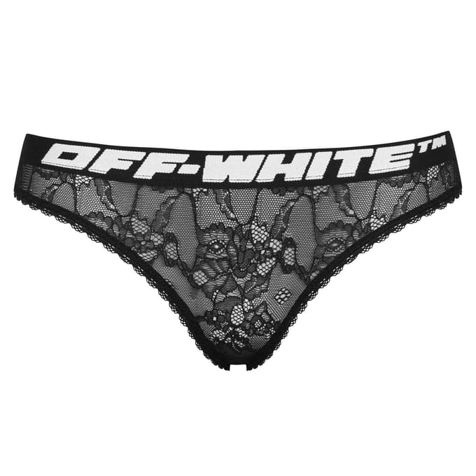Off White Dames/Dames Floral Lace Briefs (Zwart)