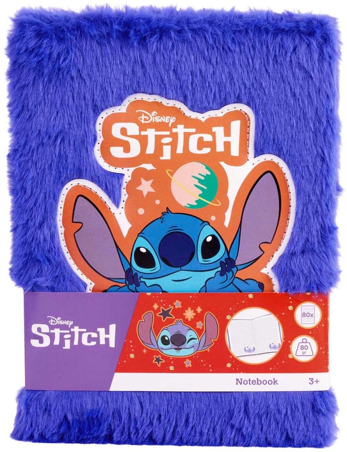 Canenco Stitch pluche notitieboek blauw A5 - Disney schoolspullen.