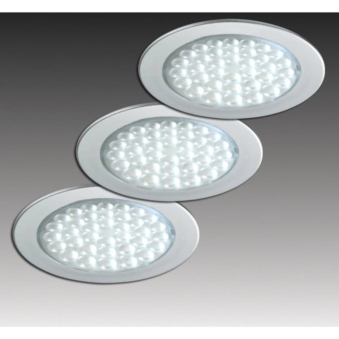 Hera R 68-LED inbouwspot in roestvrijstalen look, set van 3