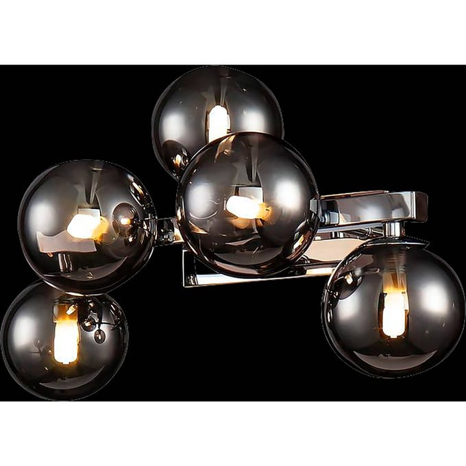 Maytoni Dallas wandlamp met 5 glasbollen, chroom