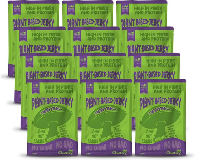 Cherky | ECO Plant Based Jerky | Teriyaki | 12 Stuks | 12 x 30g