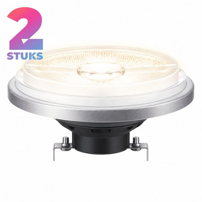 2x Reflector Led-lamp G53 - 15W - Koel Wit Licht (4000K) - 830 lm - 40 jaar - Dimbaar - 12V - Master LED AR111
