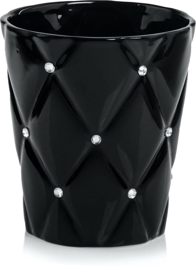 Polnix - Glanzende Keramische Bloempot - Zwart - 15 cm - Met Strass