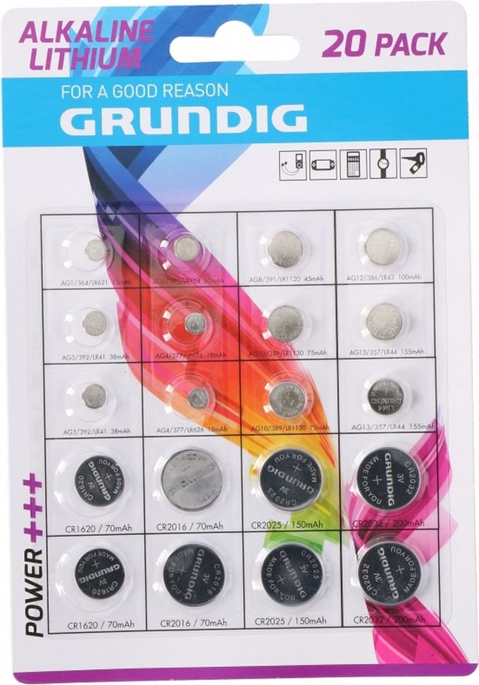 Grundig  Assortiment 20  knoopcelbatterijen. pro
