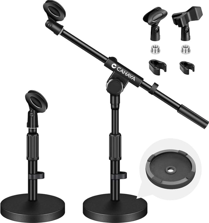 Microfoon Statief - Tafelhouder - Opnemen Podcasts - 180° Draaibaar - 40x21x7cm - Zwart