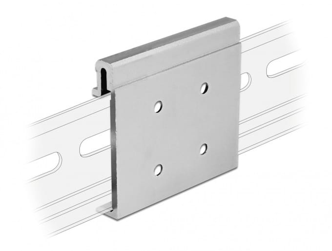 Delock Aluminium Mounting Clip for DIN Rail (4 mounting holes)