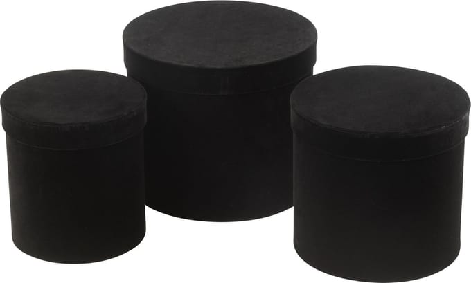 J-Line doos Rond - fluweel/papier - zwart - 3 stuks