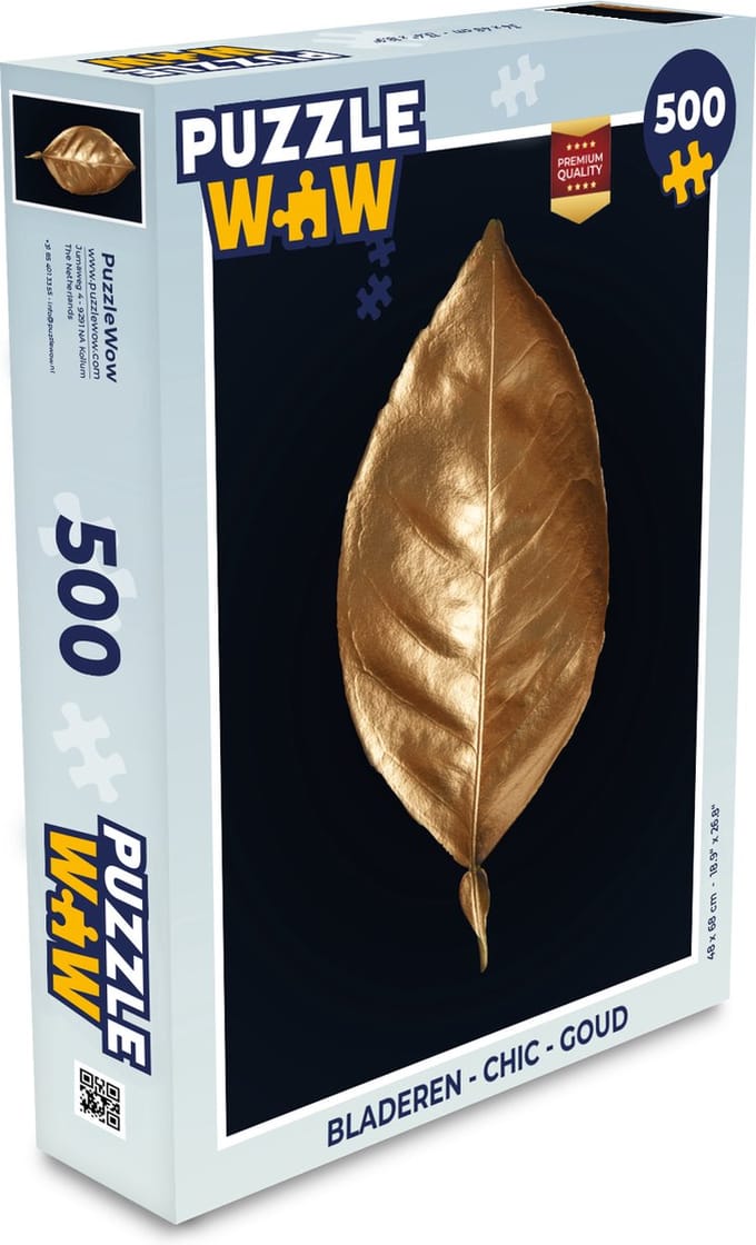 Puzzel Bladeren - Chic - Goud - Planten - Zwart - Legpuzzel - Puzzel 500 stukjes