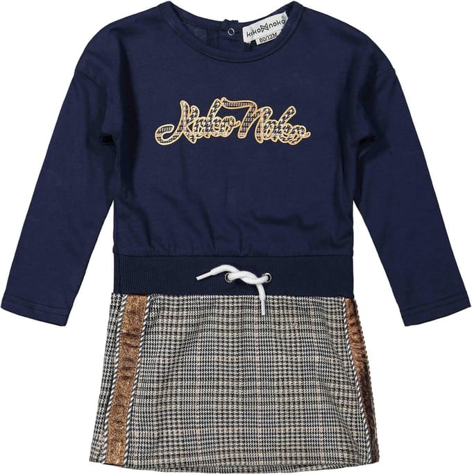 Koko Noko Meisjes jurk Navy ruitje maat 140
