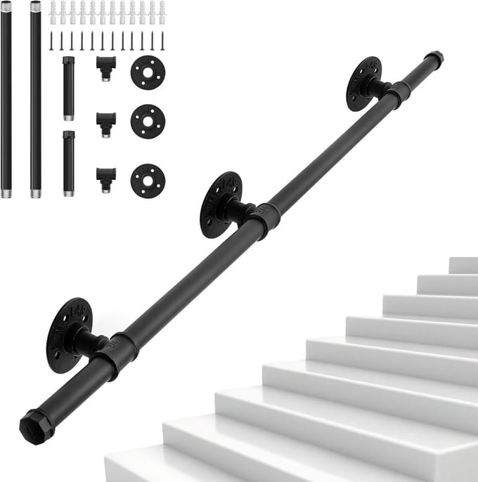 Zwarte Wandleuning Smeedijzer voor Binnen en Buiten - Diameter 25 mm Trapleuning