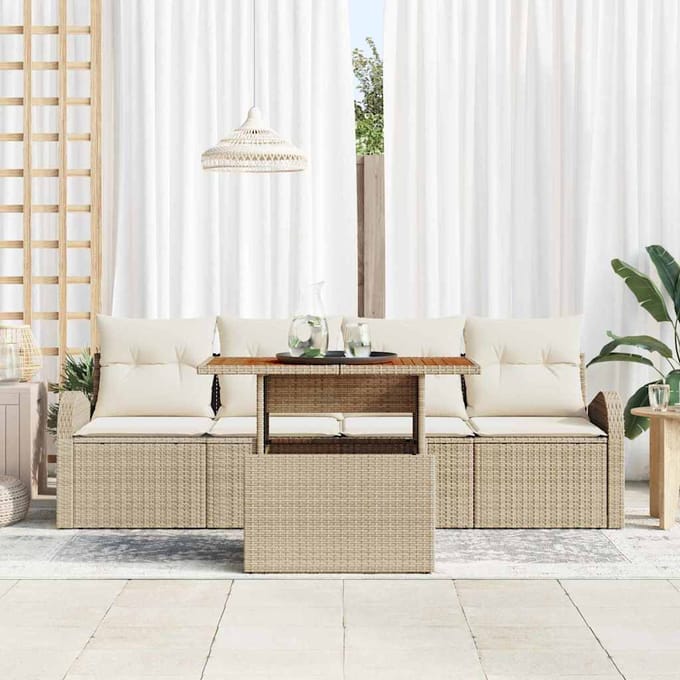 vidaXL - Tuinbank - Set - 5 - st - Beige - en - Crème