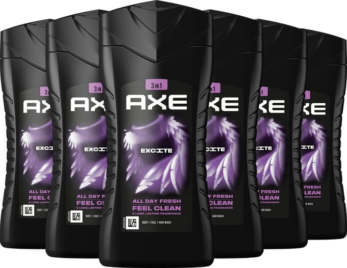 AXE 3-in-1 Douchegel - Excite - 6 x 250 ml - Voordeelverpakking