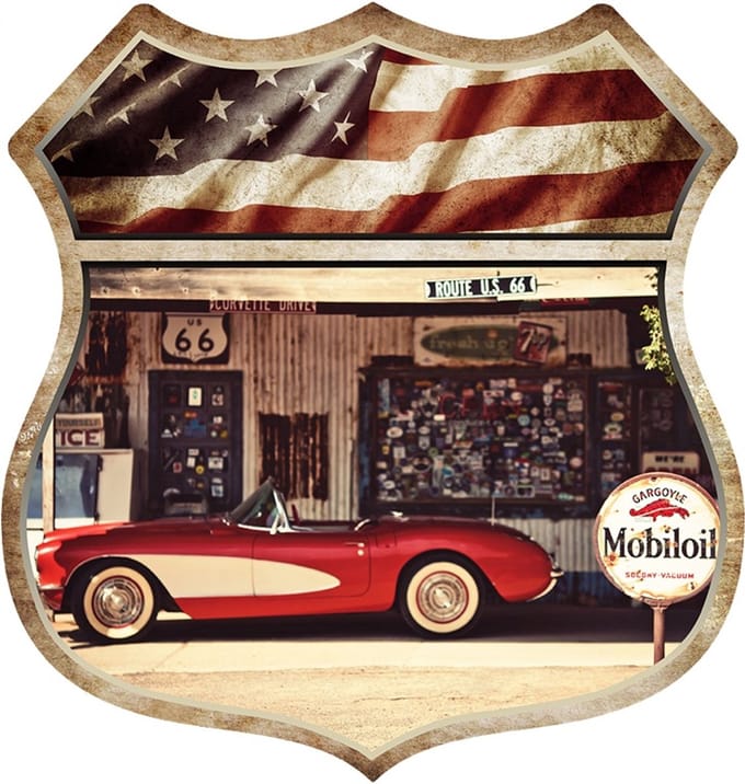 Signs USA - Schild - Corvette USA Hackberry - 39 x 37 cm