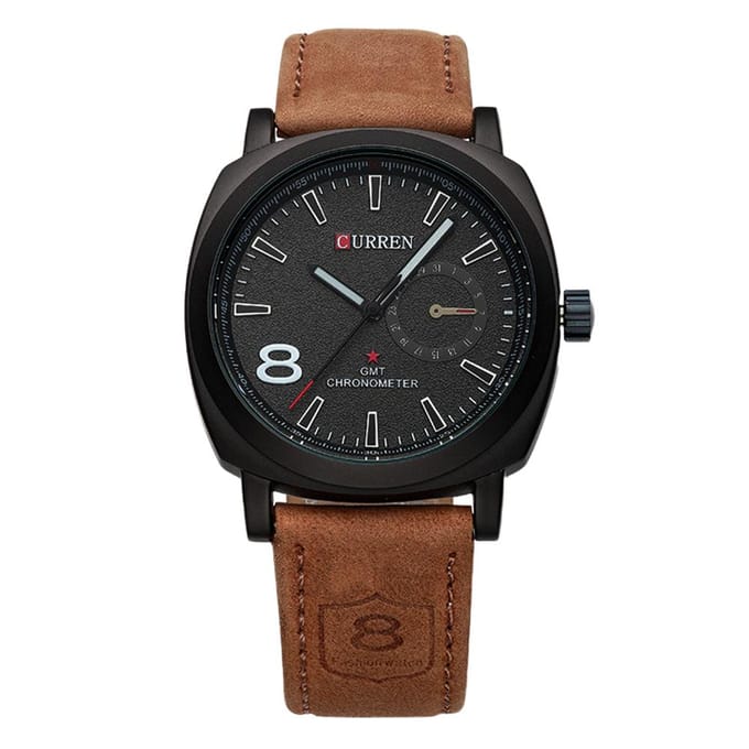 Montre à quartz analogique vintage pour homme noir