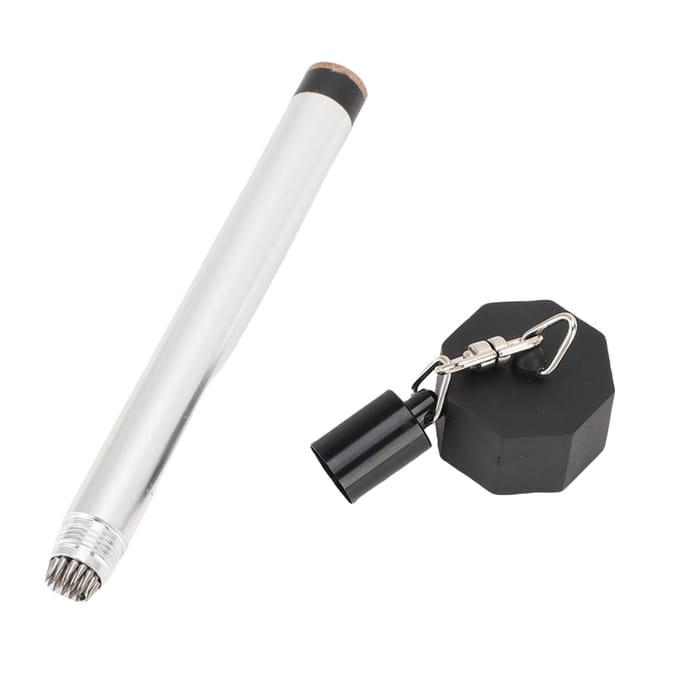 Poolkeu Krijthouder met Spikes en Deksel Metalen Krijtpen voor Biljartkeu Tip Reparatie Achtkantig Octagon white