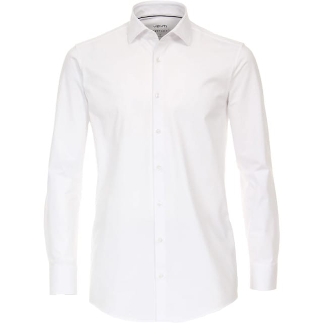 VENTI modern fit overhemd - jersey - wit - Strijkvriendelijk - Boordmaat: 45