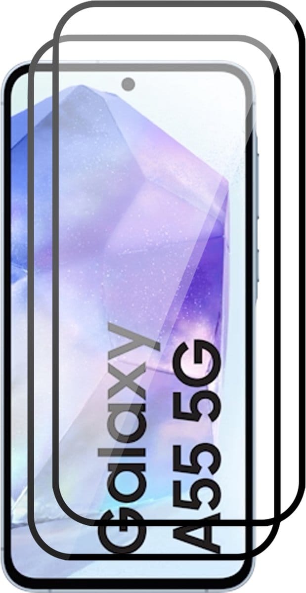 Screenprotector geschikt voor Samsung Galaxy A55 - 2x Volledig Dekkend Glas Screen Protector