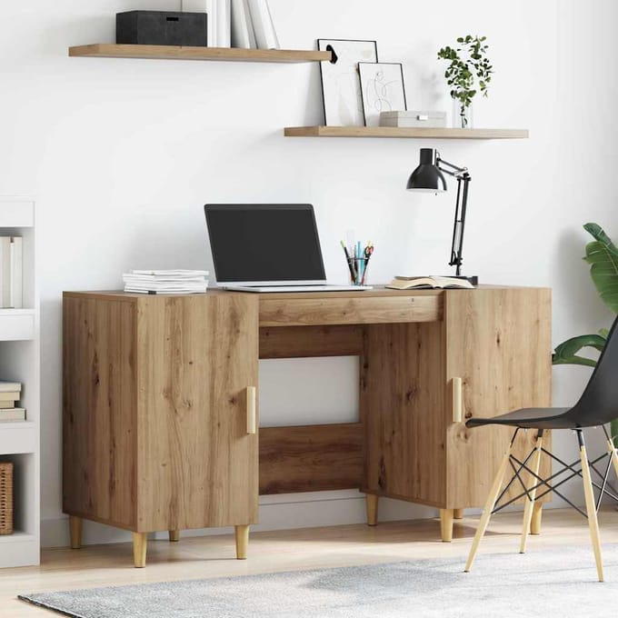 vidaXL - Bureau - Artisan - Eiken - Bewerkt - hout - 140 - x - 50 - x - 75 - cm
