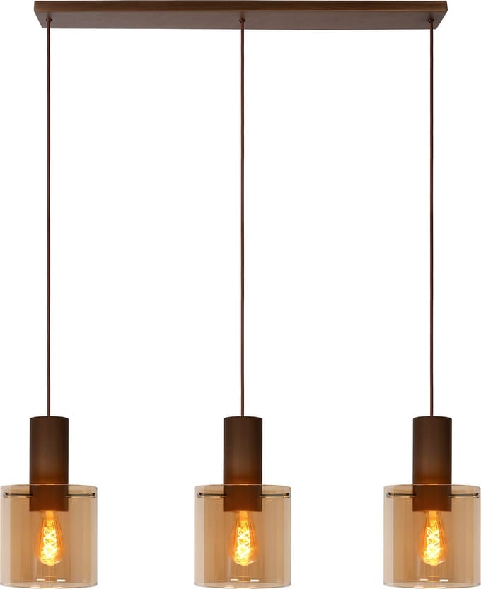 Lucide TOLEDO - Hanglamp - Ø 20 cm - 3xE27 - Amber