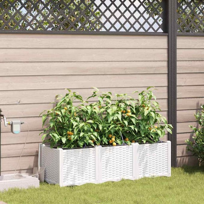 vidaXL - Plantenbak - 3 - st - Wit - 120 - x - 40 - x - 37,5 - cm - PP
