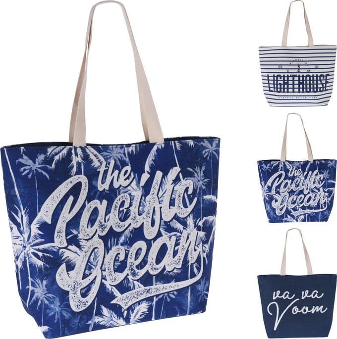 Strandtas - Campingtas - Zwemtas - Gestreept - Blauw Wit Strandtas Polyester