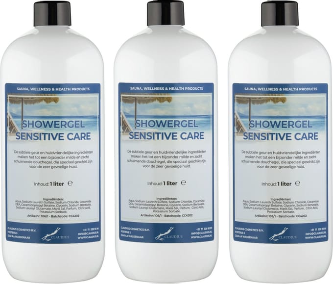 Douchegel Sensitive Care 1 Liter - set van 3 stuks - Showergel