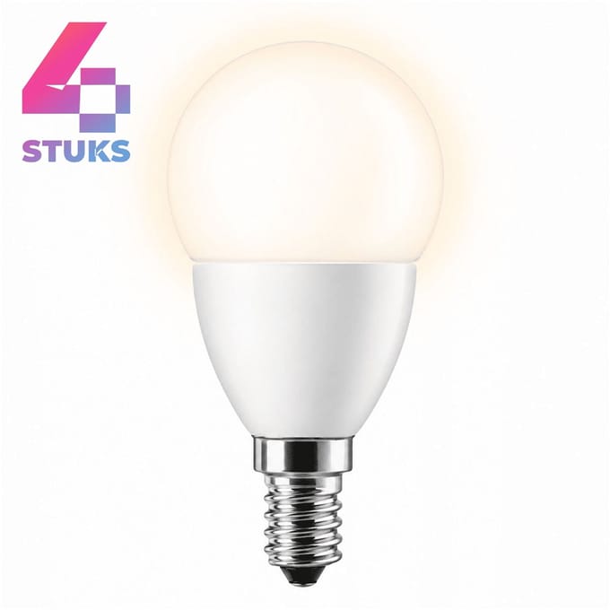 4x Kogel Led-lamp E14 - 6W - Warm Wit Licht (2700K) - 470 lm - 10 jaar - Niet Dimbaar