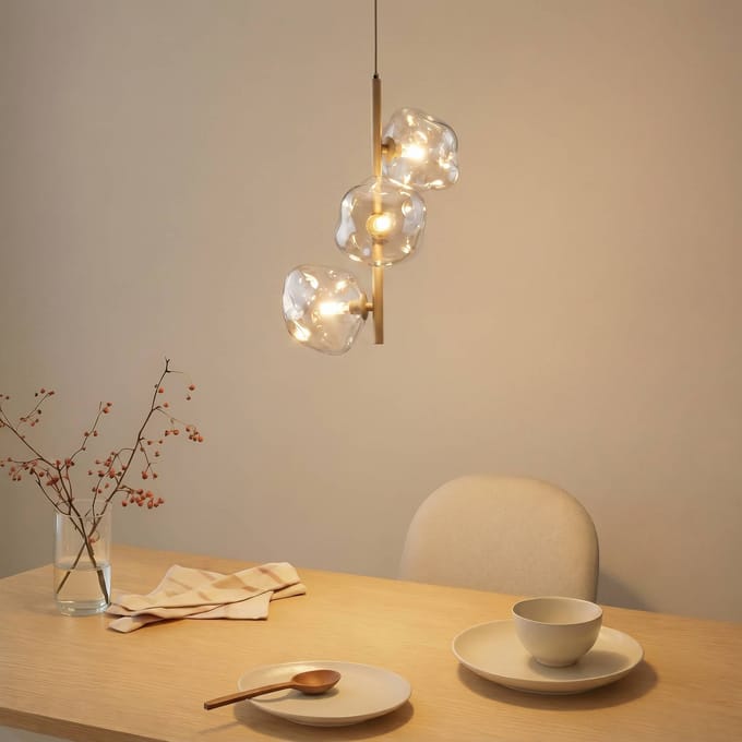 TK Lighting Hanglamp Lava, 3-lamps, Ø 29 cm, zand/cognac, G9