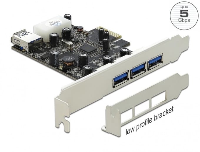 Delock PCI Express x1 Card > 3 x external + 1 x internal USB 3.0 Type-A female