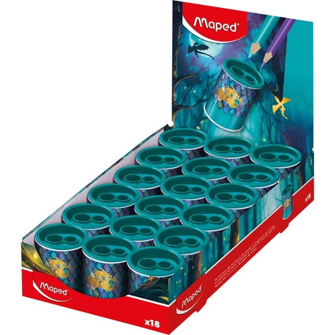 Puntenslijper Maped Dragon 2-gaats display a 18 stuks blauw
