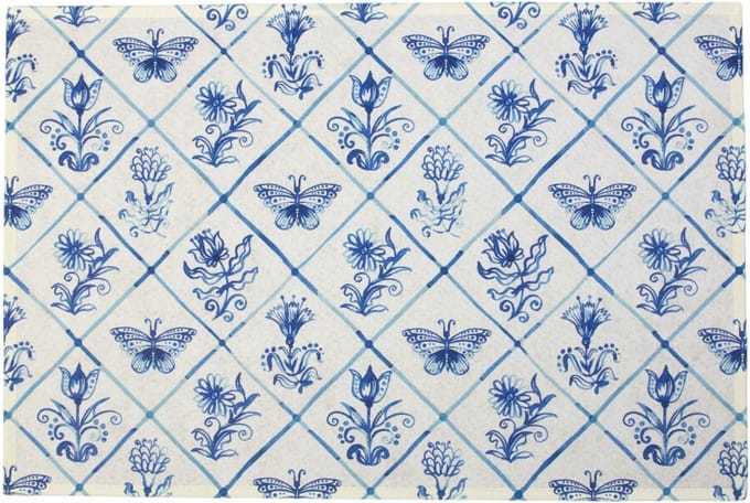 Deurmat Delfts blauw 75x50cm