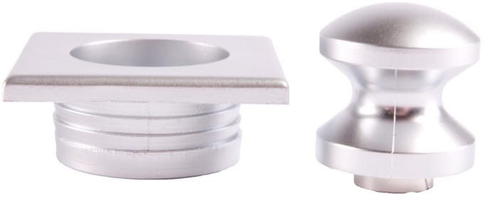 Mini Knop+Ring Vierkant Pushlock Nikkel Mat 2st.