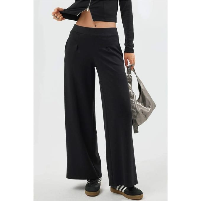 Elastische taille wijde broek