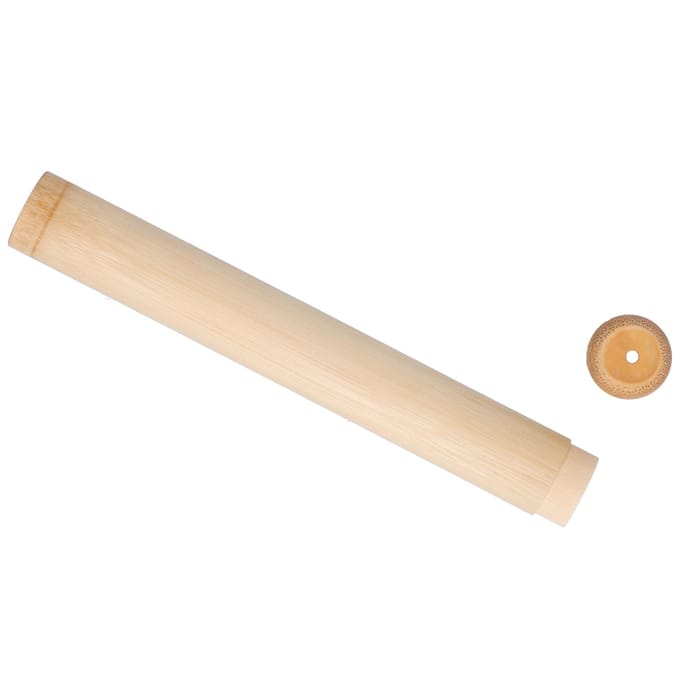 Mini Theeblad Pot Container Draagbare Thee Bus Ronde Vorm Bamboe Buis Opbergdoos Cilinder beige