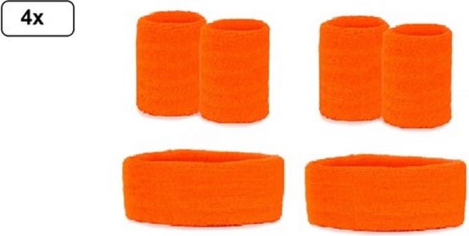 4x Zweetbandjes set oranje