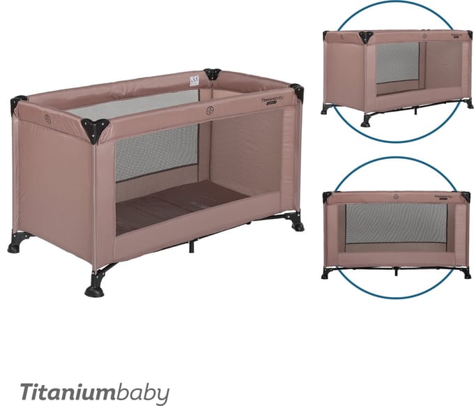 Titaniumbaby Campingbed SMART Jordan 60x120 cm Taupe inclusief draagtas