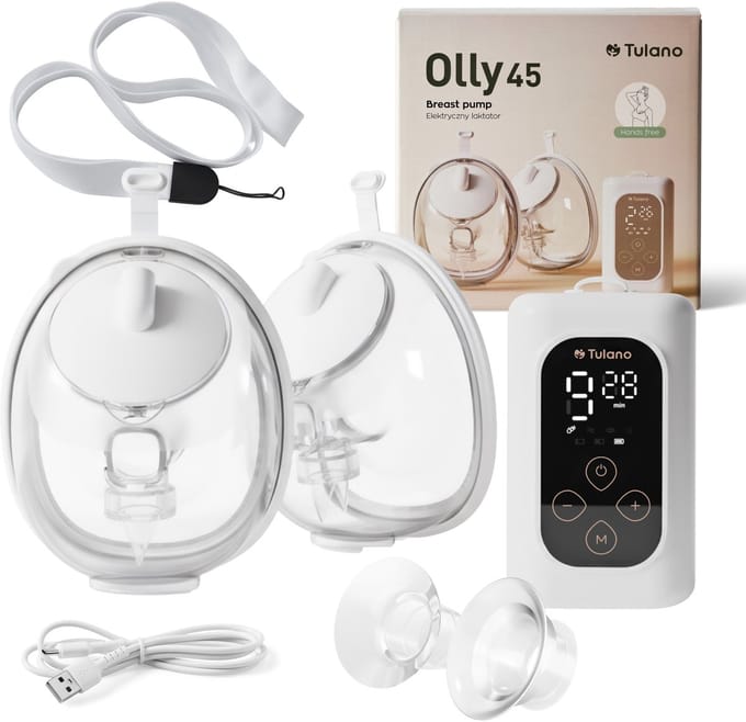 TULANO Olly 45 – Dubbele Elektrische Borstkolf met Comfort functies, Efficiënt & Stevig, Wit