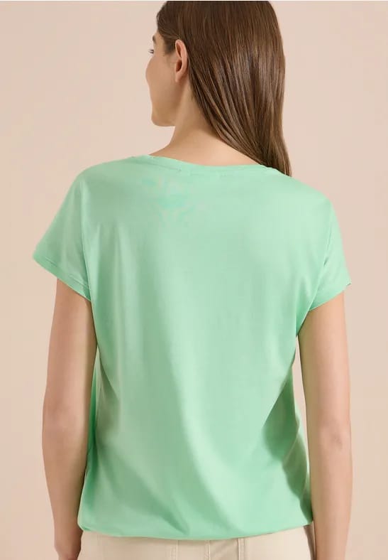 Shirt met V-hals en kanten detail