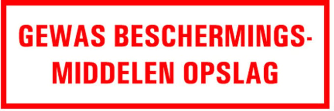 Tekststicker Gewas beschermingsmiddelen opslag 225 x 75 mm