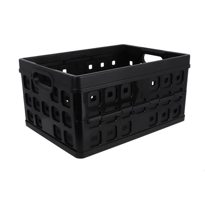 Sunware Square vouwkrat 32L - 49x36x24.5 cm - Zwarte boodschappenkrat