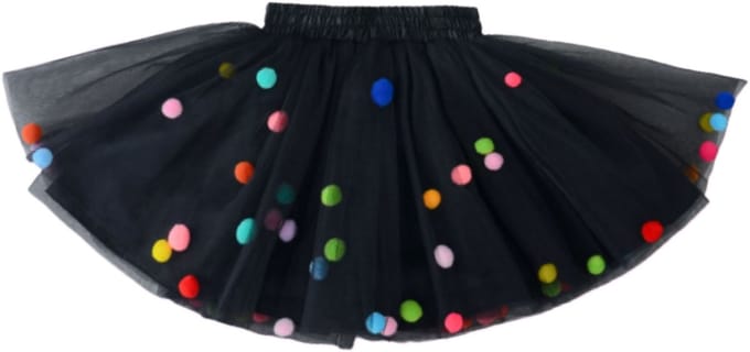 PomPom Tutu zwart lengte rok 36 cm - Tutu Tule