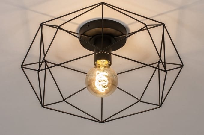 Lumidora Plafondlamp 74271 - Plafonniere - MIA - E27 - Zwart - Metaal - ⌀ 35.5 cm