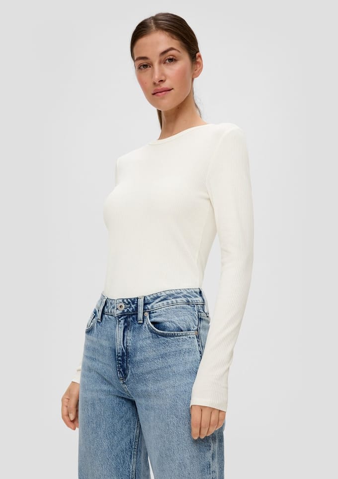 Q/S designed by - T-shirt - Maat S - Vrouwen - wit - katoen