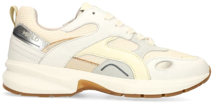 Manfield - Dames - Witte leren sneakers - Maat 40