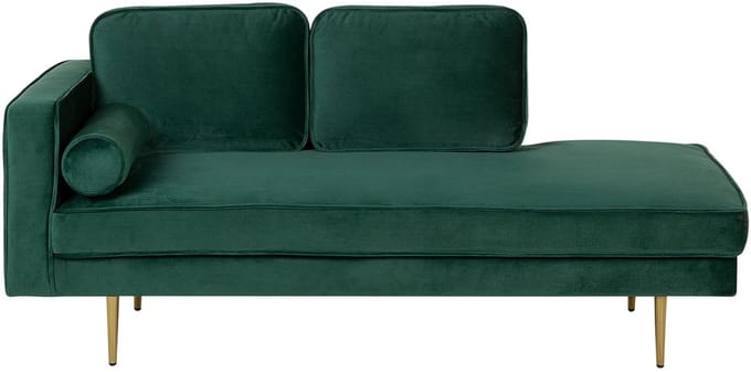 BELIANI MIRAMAS - Chaise longue - Smaragdgroen - Linkerzijde - Fluweel