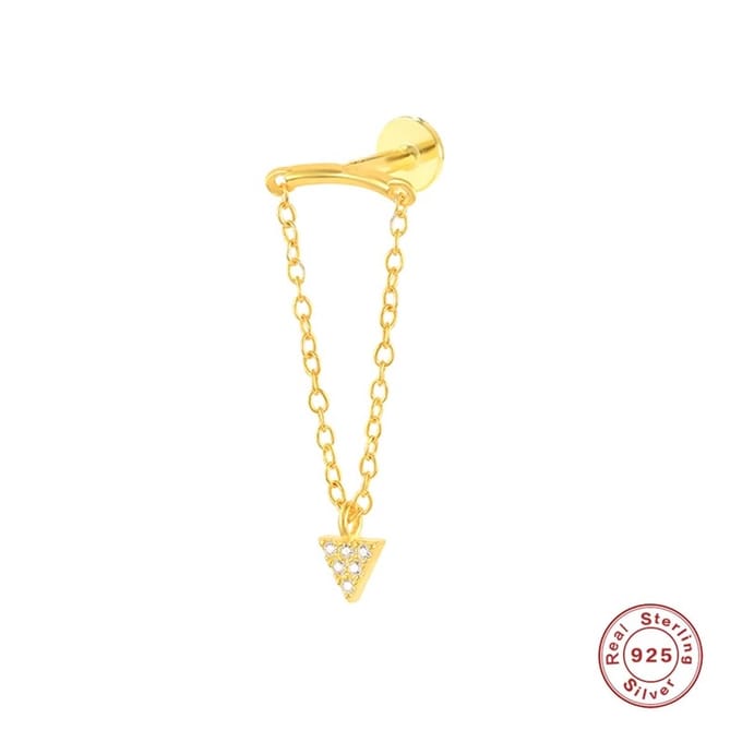 Piercing S.925 silver hanger driehoekje 1.2x8 - goud - LMPiercings