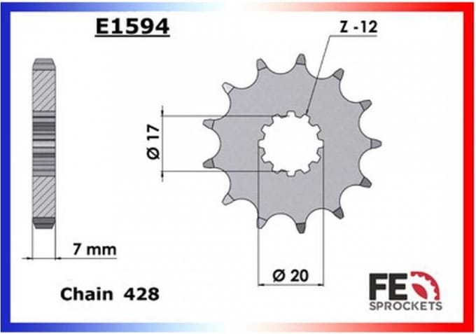 Pignon sortie de boite FE pour moto Sherco 50 HRD 1996 à 2001 13 dts P428 Neuf