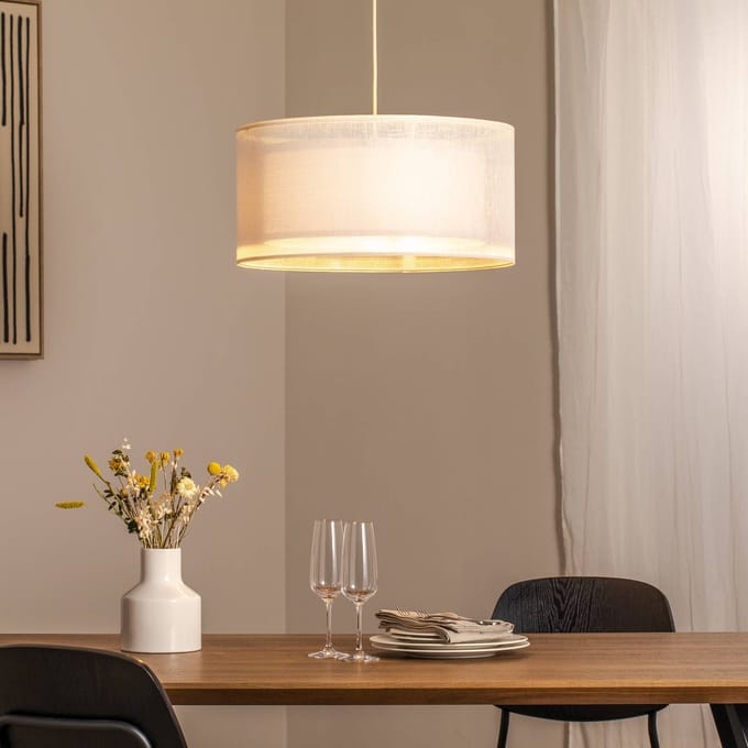 Maco Design Duo Den Light hanglamp, crème, Ø 50 cm, linnen, PVC