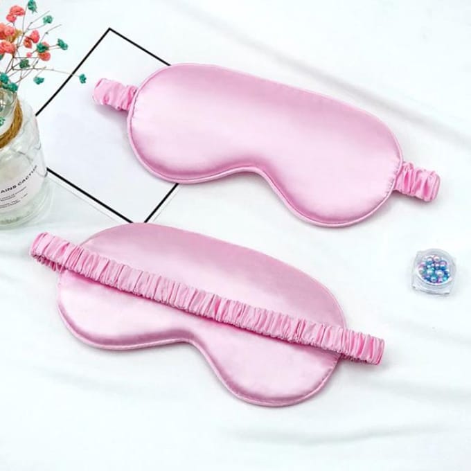 DW4Trading Luxe Zijden Slaapmasker Roze - Reismasker