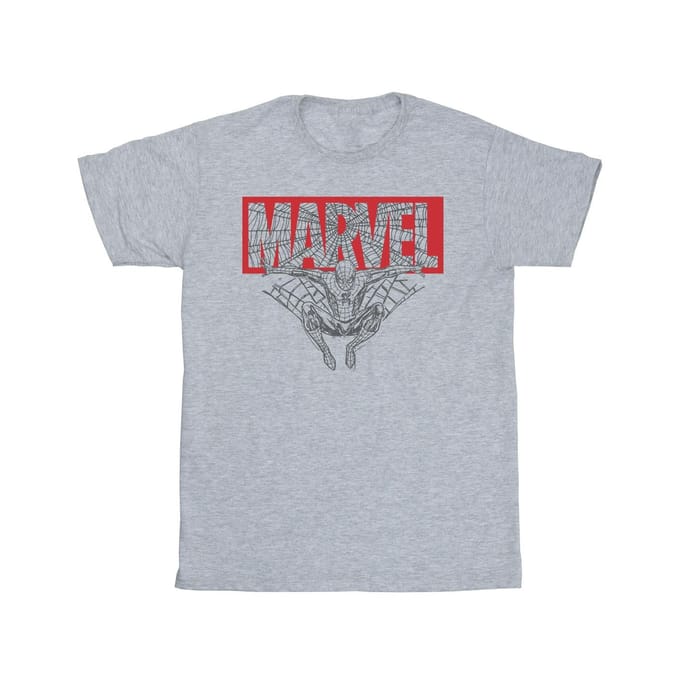Marvel Heren Spider Man Logo Rood T-Shirt (Sportgrijs)